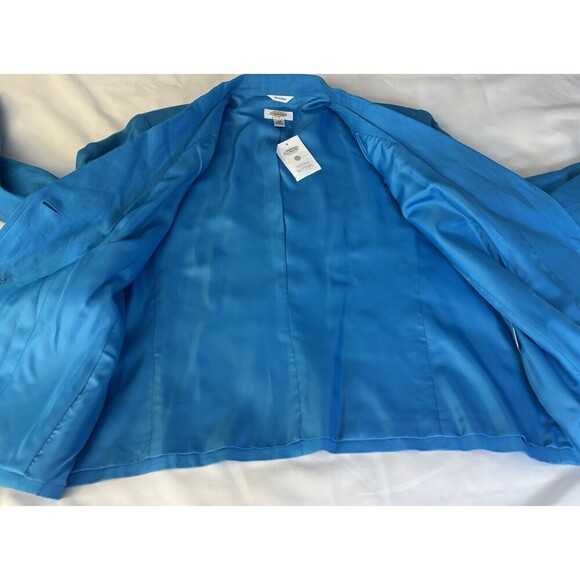 TALBOTS Blue 100% Linen Blazer Women 20W Long Sleeve Lined Pockets Jacket Career - Picture 2 of 13